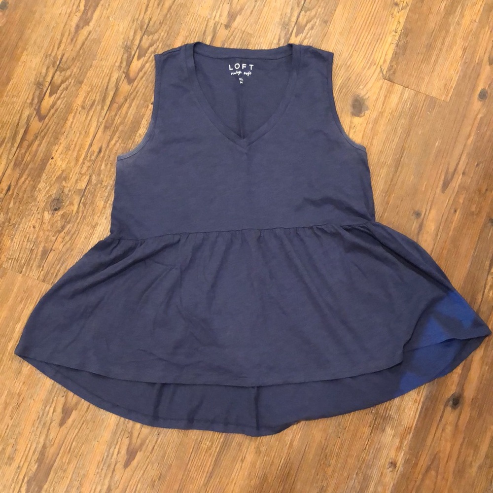 LOFT Sleeveless Peplum Tee, Vintage Soft